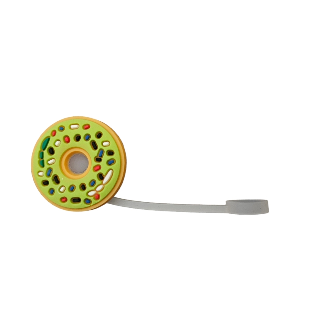 Green donut straw topper
